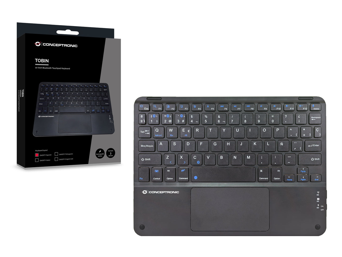 Conceptronic Wireless Tastatur Layout spanisch 10" schwarz - QWERTY - Tastatur