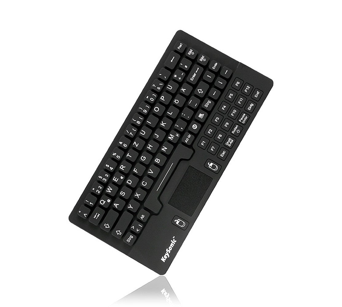 KeySonic KSK - 5031IN (UK) Industrie Tastatur - USB - Touchpad +2 Maustasten - schwarz - wasserdicht IP68 - Mini - Kabelgebunden - USB - Mechanischer Switch - QWERTY - Schwarz - Tastatur