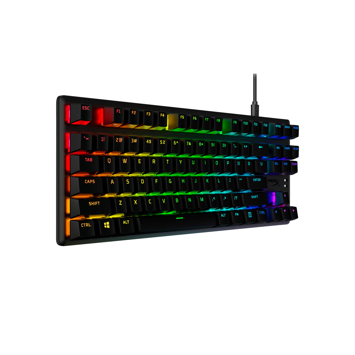 HyperX Alloy Origins Core PBT HX Rot – Mechanische Gaming - Tenkeyless (80 - 87 %) - Kabelgebunden - USB - Mechanischer Switch - RGB - LED - Schwarz - Tastatur