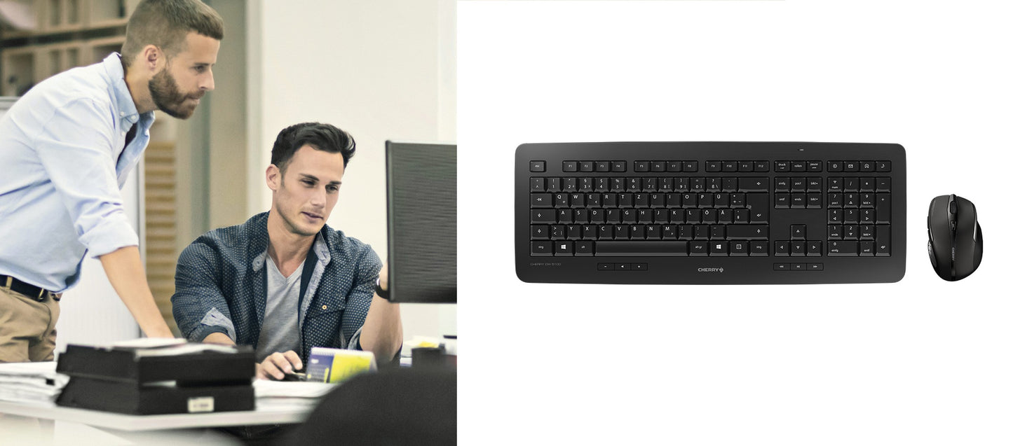 Cherry DW 5100 - Volle Größe (100%) - Kabellos - RF Wireless - Schwarz - Maus enthalten - Tastatur