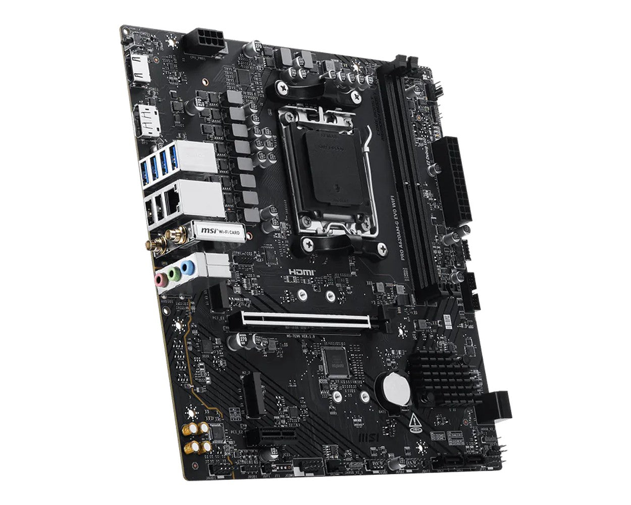 MSI Pro A620AM - G EVO WIFI, AMD, Sockel AM5, AMD Ryzen 7000 Series, AMD Ryzen 800... - AMD Sockel AM5 (Ryzen Zen4) - Mainboard