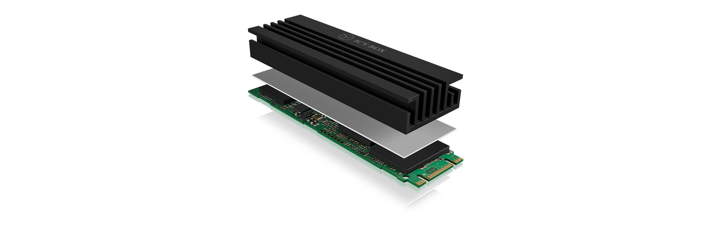 ICY BOX IB - M2HS - 70set für M.2 2280 SSD - Aluminium - 10 mm dick/Radiator - Schwarz - Kühler