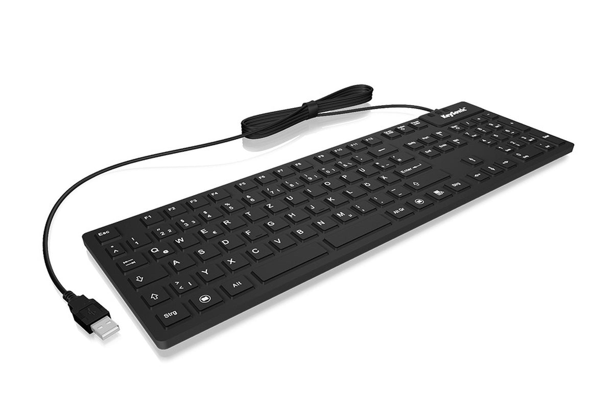 KeySonic KSK - 8030 IN (FR) Industrie Silikontastatur eronomisch wasserdicht antimikrobisch resistent gegen alkalische Stoffe schwarz - Tastatur