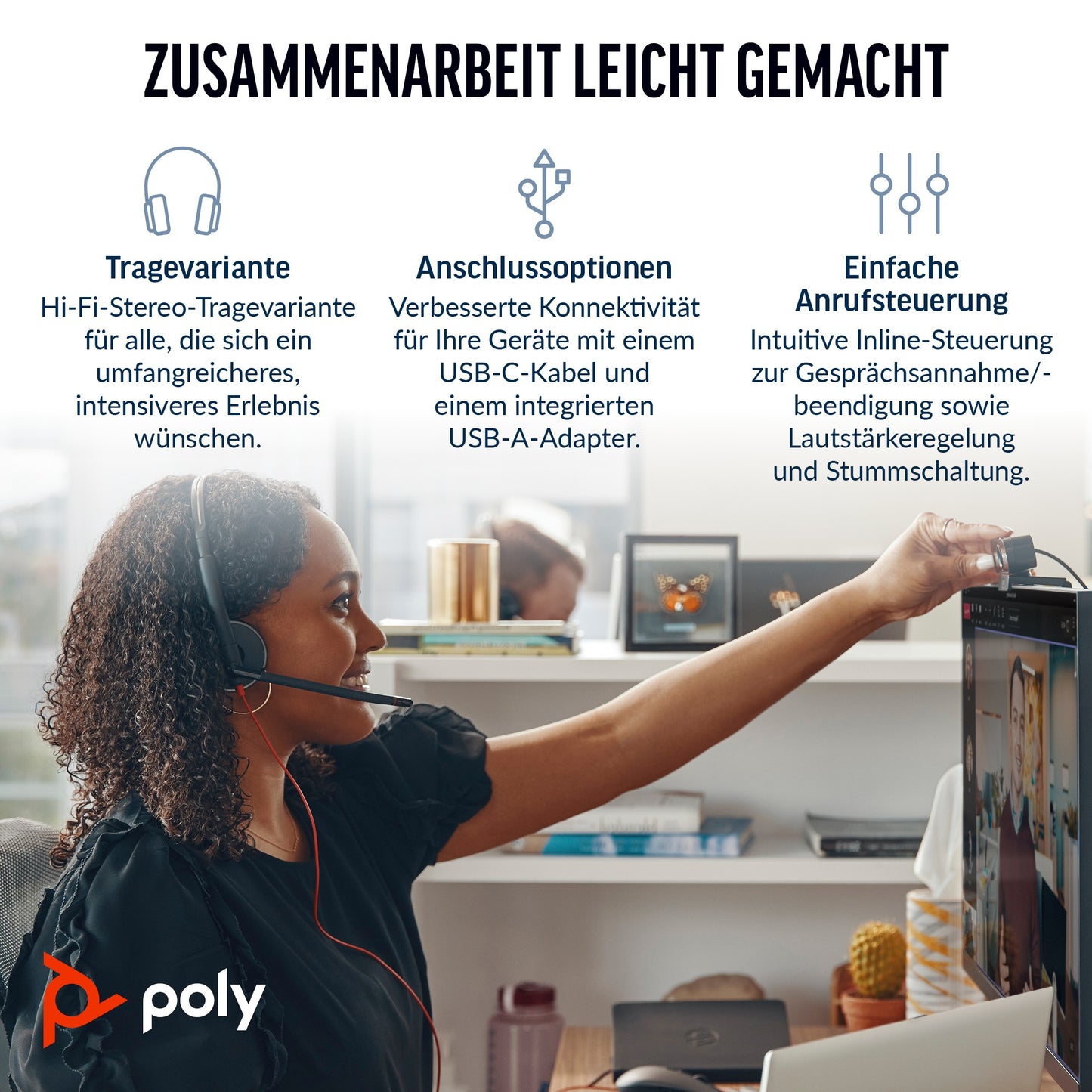 Poly Blackwire 3220 Stereo USB - C Headset+USB - C/A A - 20 KHz - Headset