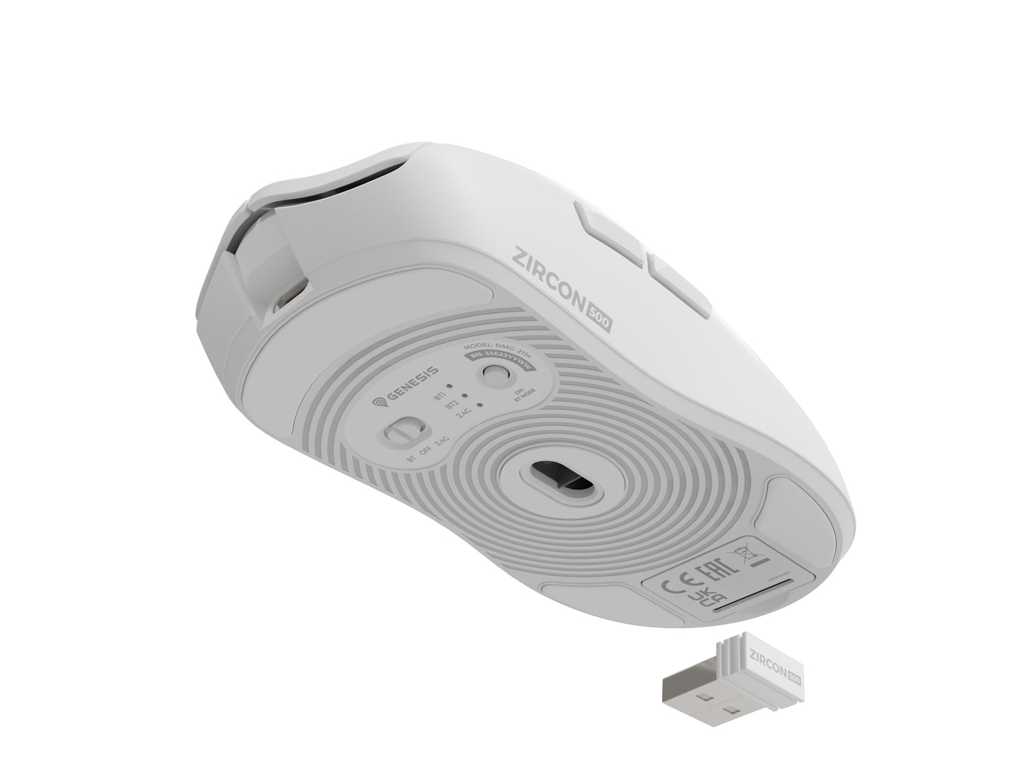 natec Gaming Maus Zircon 500 kabellos weiß - 10.000 dpi - Maus