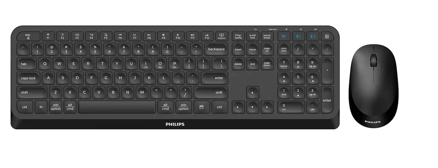 Philips 4000 series SPT6407B/26 - Volle Größe (100%) - Kabellos - RF Wireless + Bluetooth - QWERTZ - Schwarz - Maus enthalten - Tastatur
