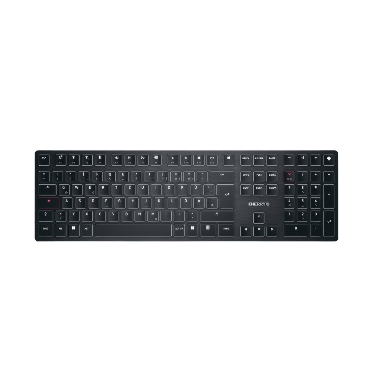 Cherry KW X ULP - Verkabelt & Kabellos - USB + RF Wireless + Bluetooth - Mechanischer Switch - QWERTZ - LED - Schwarz - Tastatur