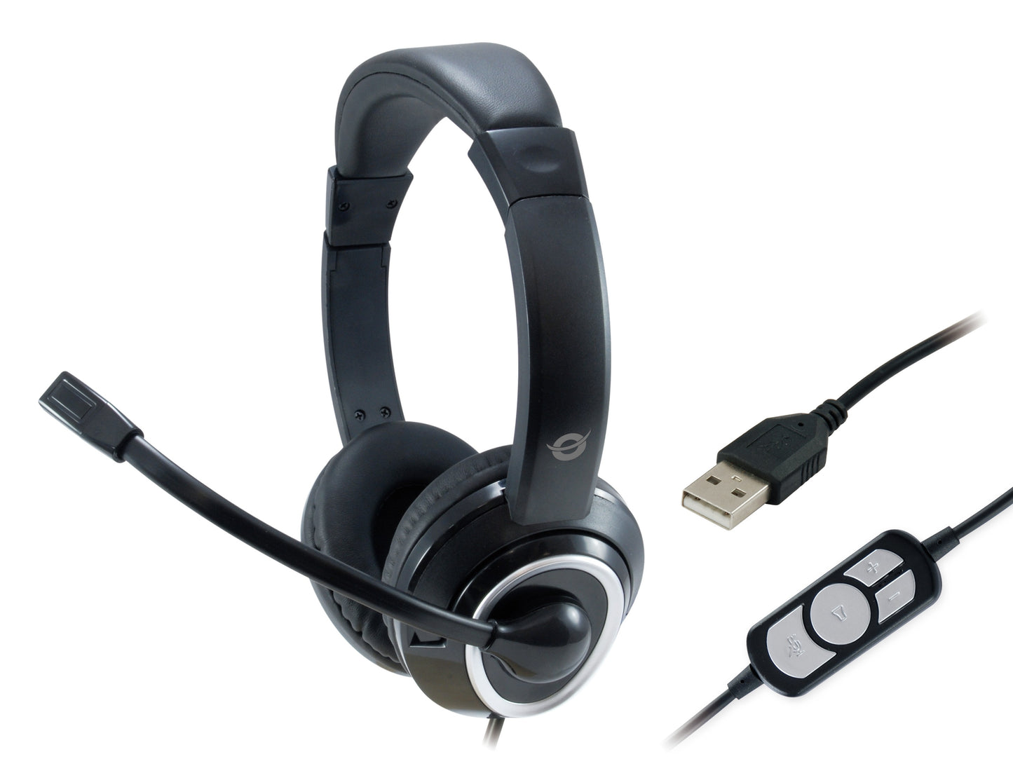 Conceptronic POLONA USB - Kabelgebunden - Anrufe/Musik - 42 - 17000 Hz - 175 g - Kopfhörer - Schwarz - Headset