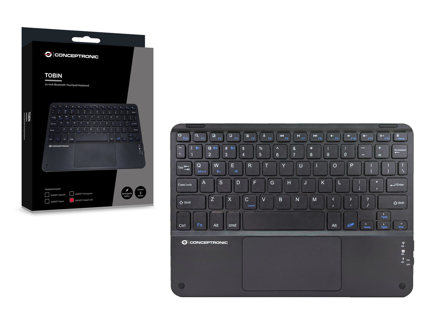 Conceptronic Wireless Tastatur Layout englisch 10" schwarz - QWERTY - Tastatur