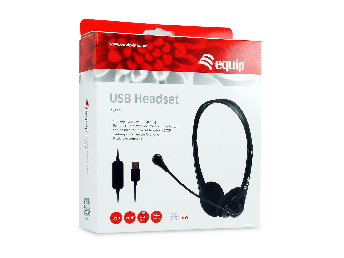 Equip USB - Kabelgebunden - 20 - 20000 Hz - Büro/Callcenter - 97 g - Kopfhörer - Schwarz - Headset