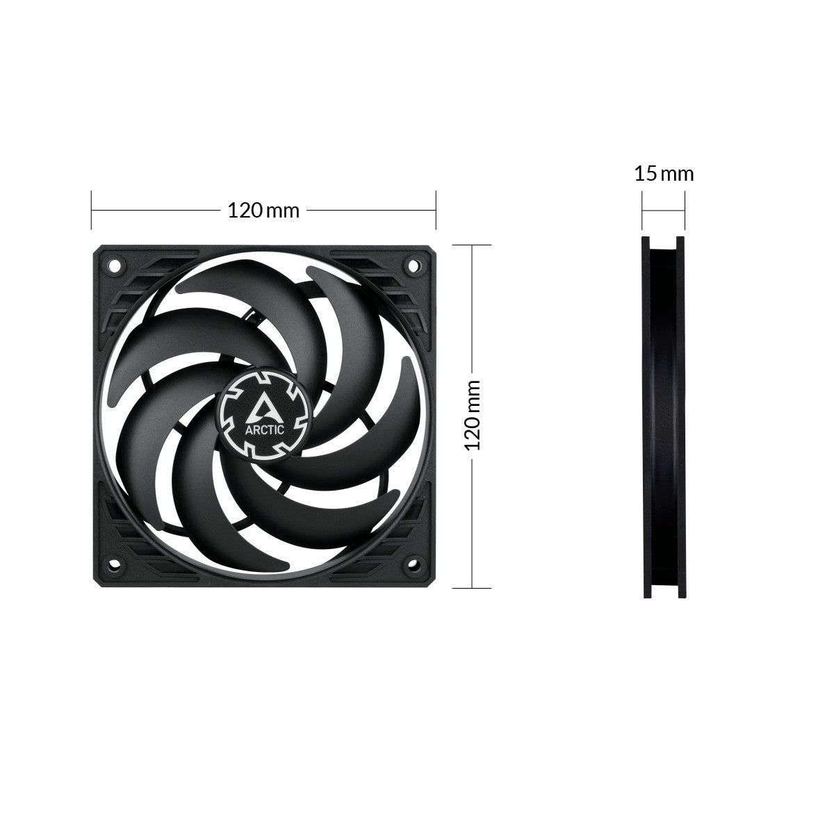 Arctic P12 Slim PWM PST 120 mm PWM Lüfter optimiert für statischen Druck mit integriertem Y - Kabel - Ventilator - 12 cm - 2100 RPM - 0,3 Sone - 41,1 cfm - 71,53 m³/h - Kühler