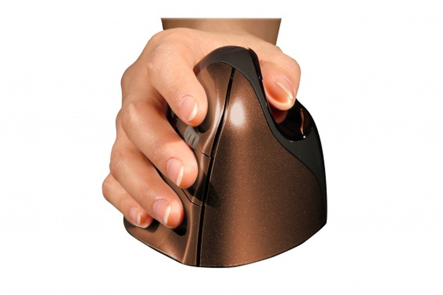 Bakker Evoluent4 Mouse Small Wireless (Right Hand) - rechts - Vertikale Ausführung - Laser - RF Wireless - 2600 DPI - Schwarz - Braun - Maus