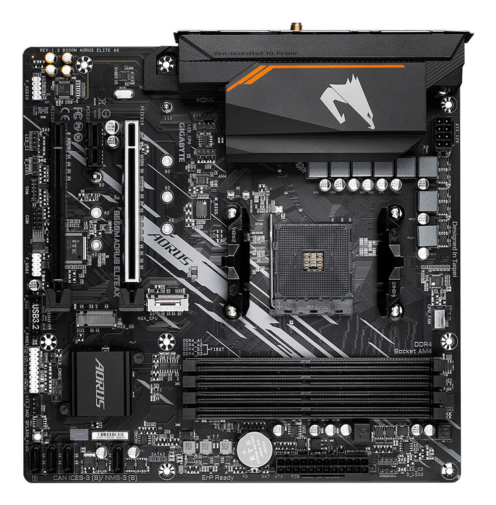 Gigabyte B550M AORUS ELITE AX AM4 Mainboard Sockel (PC) AMD® AM4 Formfaktor (Details) Micro - ATX Mainboard - Chipsatz AMD® - AMD Sockel AM4 (Ryzen) - Mainboard