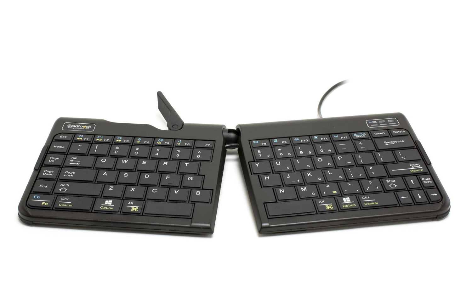 Bakker Goldtouch Travel Go2 Wired - Mini - Kabelgebunden - USB - Scherenschalter - QWERTZ - Schwarz - Tastatur