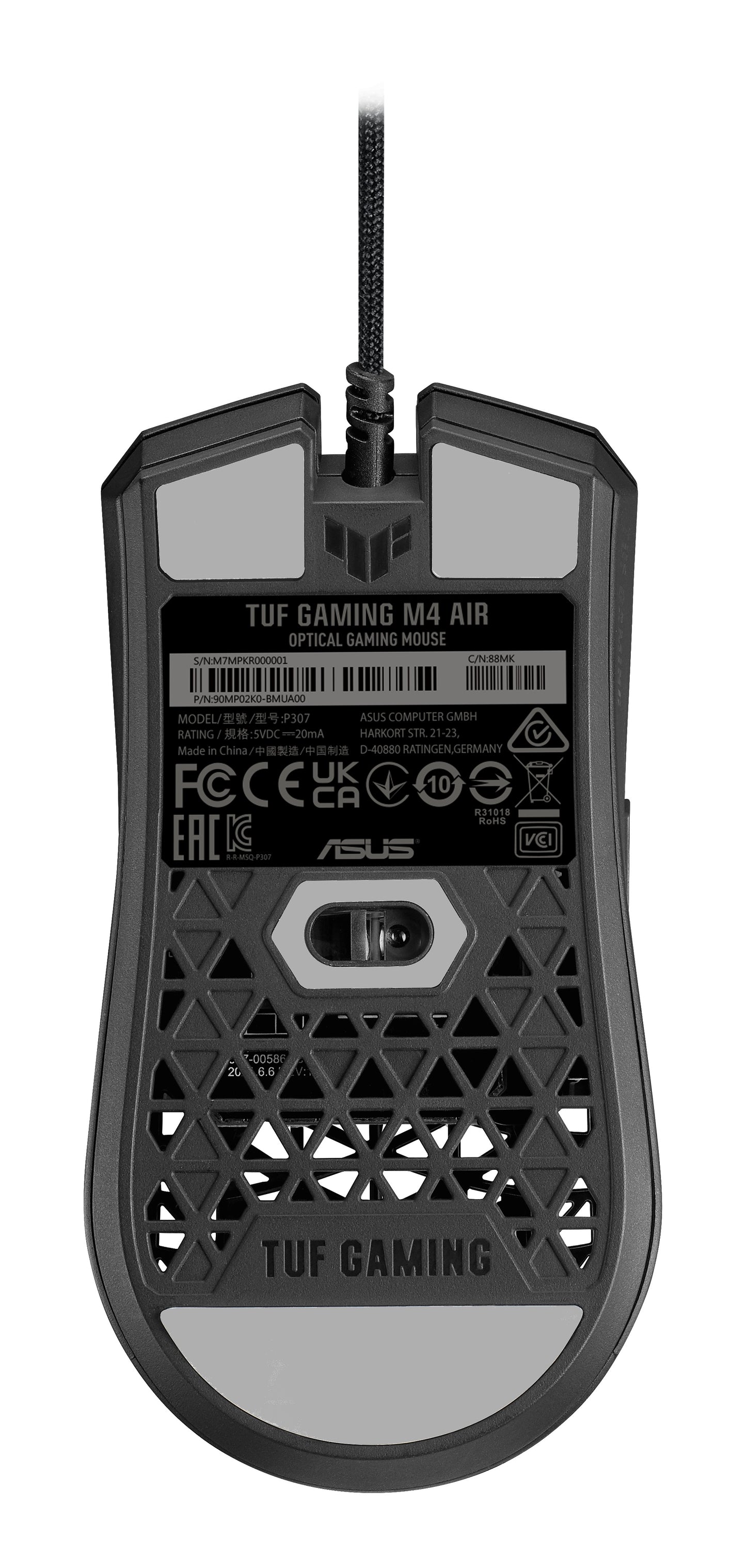 ASUS TUF Gaming M4 Air - Beidhändig - Optisch - USB Typ - A - 16000 DPI - Schwarz - Maus