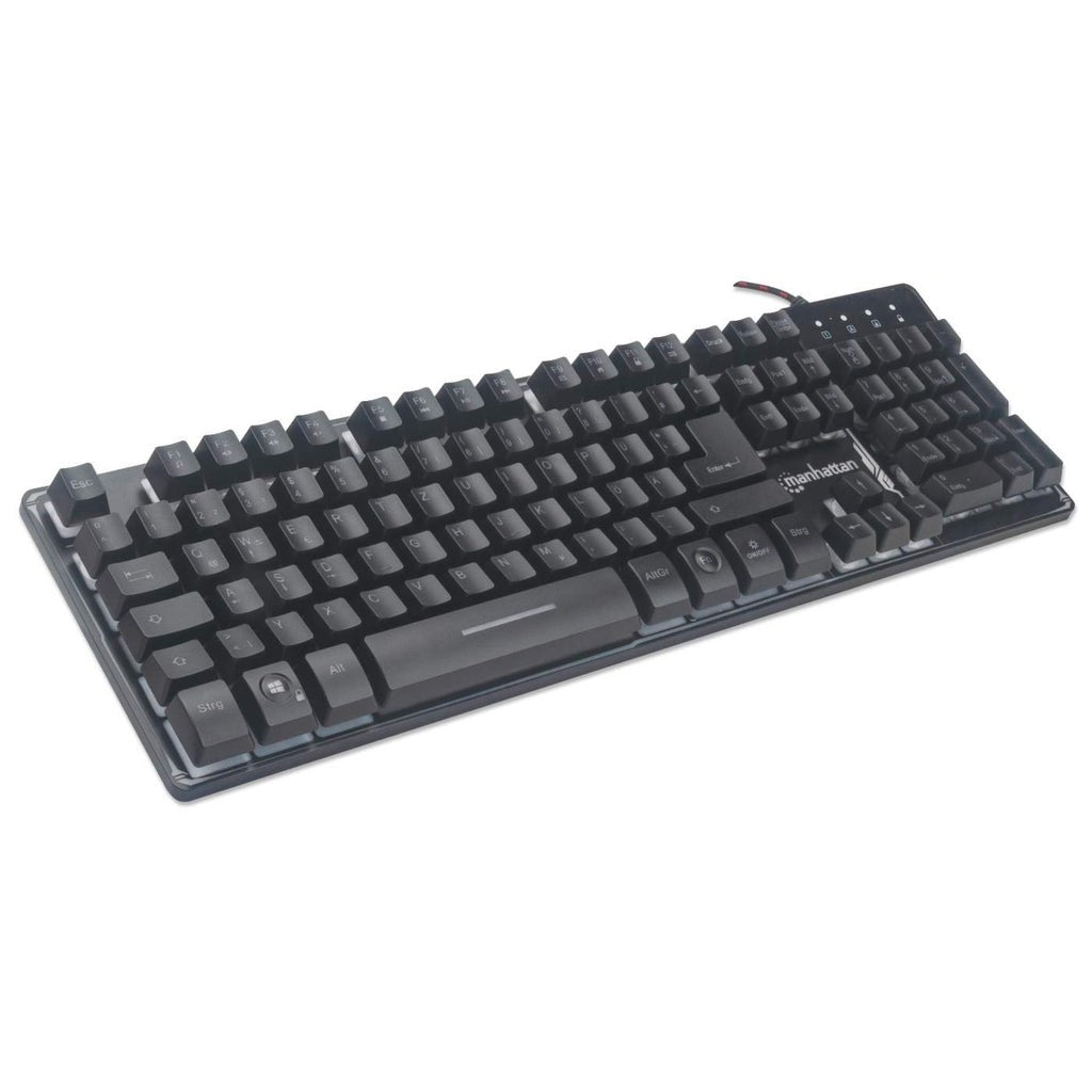 IC Intracom USB - Gaming mit LEDs und Metallunterseite - 12 Funktionstasten - Metallunterseite - farbige LED - Hintergrundbeleuchtung - 19 Anti - Ghosting - Tasten - Schutzklasse IPX4 (spritzwassergeschützt) - schwarz - Volle Größe (100%) - Kab - Tastatur