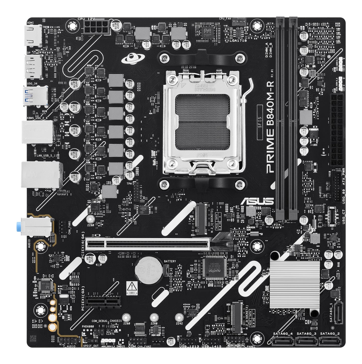 ASUS B840 AMD mATX motherboard 1xHDMI 1xDisplayPort 1xPCIe 4.0 2xM.2 - AMD Sockel AM5 (Ryzen Zen4) - Mainboard