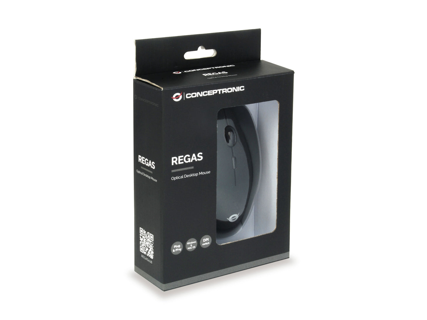 Conceptronic REGAS Optische Tischmaus - Beidhändig - Optisch - USB Typ - A - 1200 DPI - Schwarz - Maus