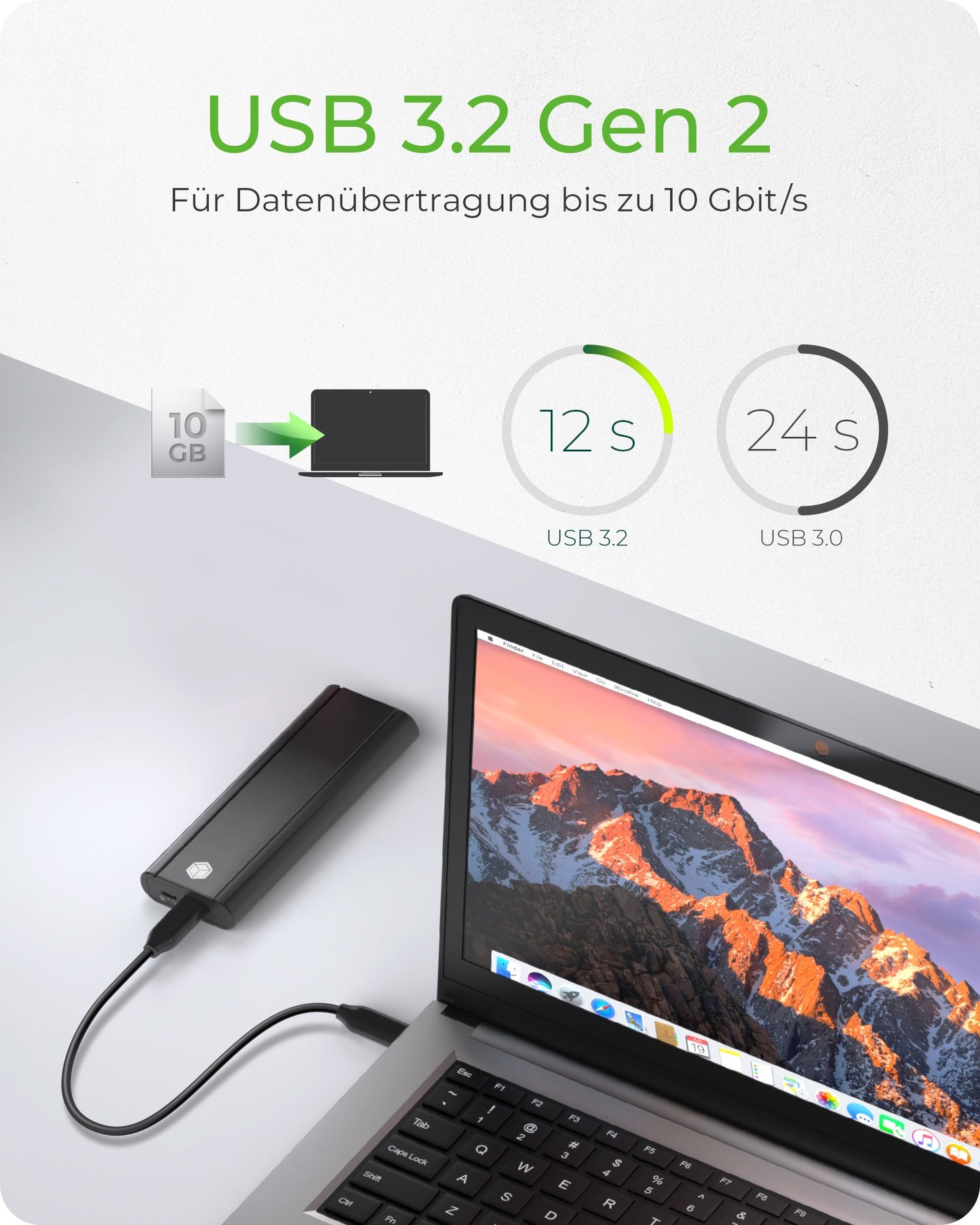 ICY BOX IB - 1807MT - C31 - ext. M.2 NVMe Gehäuse - Werkzeuglos - USB 3.2 Gen 2 Type - C®/Type - A - Aluminium - schwarz - SSD - M.2 - PCI Express - 10 Gbit/s - USB Anschluss - Schwarz - Gehäuse