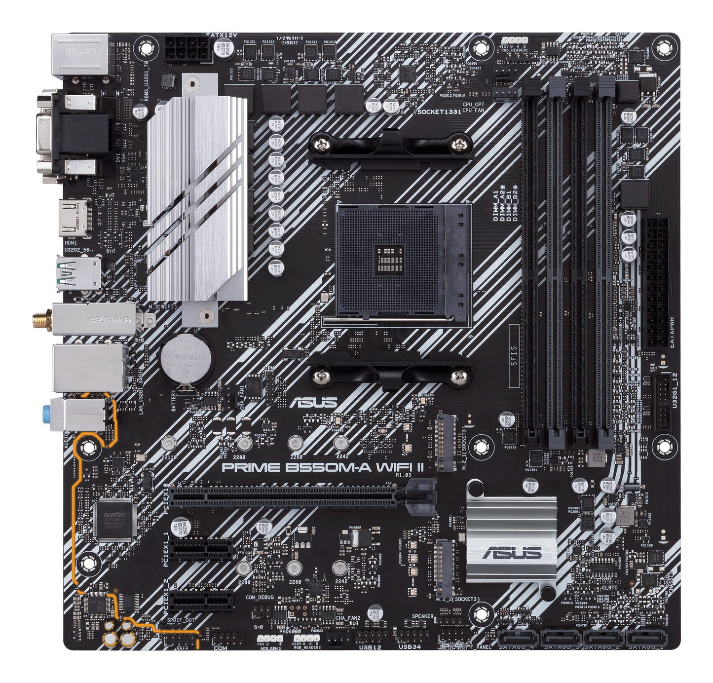 ASUS PRIME B550M - A WIFI II - AMD - Sockel AM4 - AMD Ryzen 3000 Series - AMD Ryzen 5000 Series - Sockel AM4 - DDR4 - SDRAM - 128 GB - Mainboard