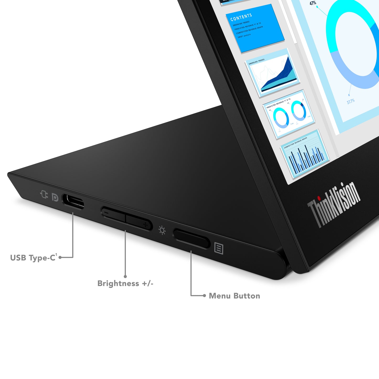 Lenovo ThinkVision M14d - 35,6 cm (14") - 2240 x 1400 Pixel - 2.2K - LED - 8 ms - Schwarz - Monitor