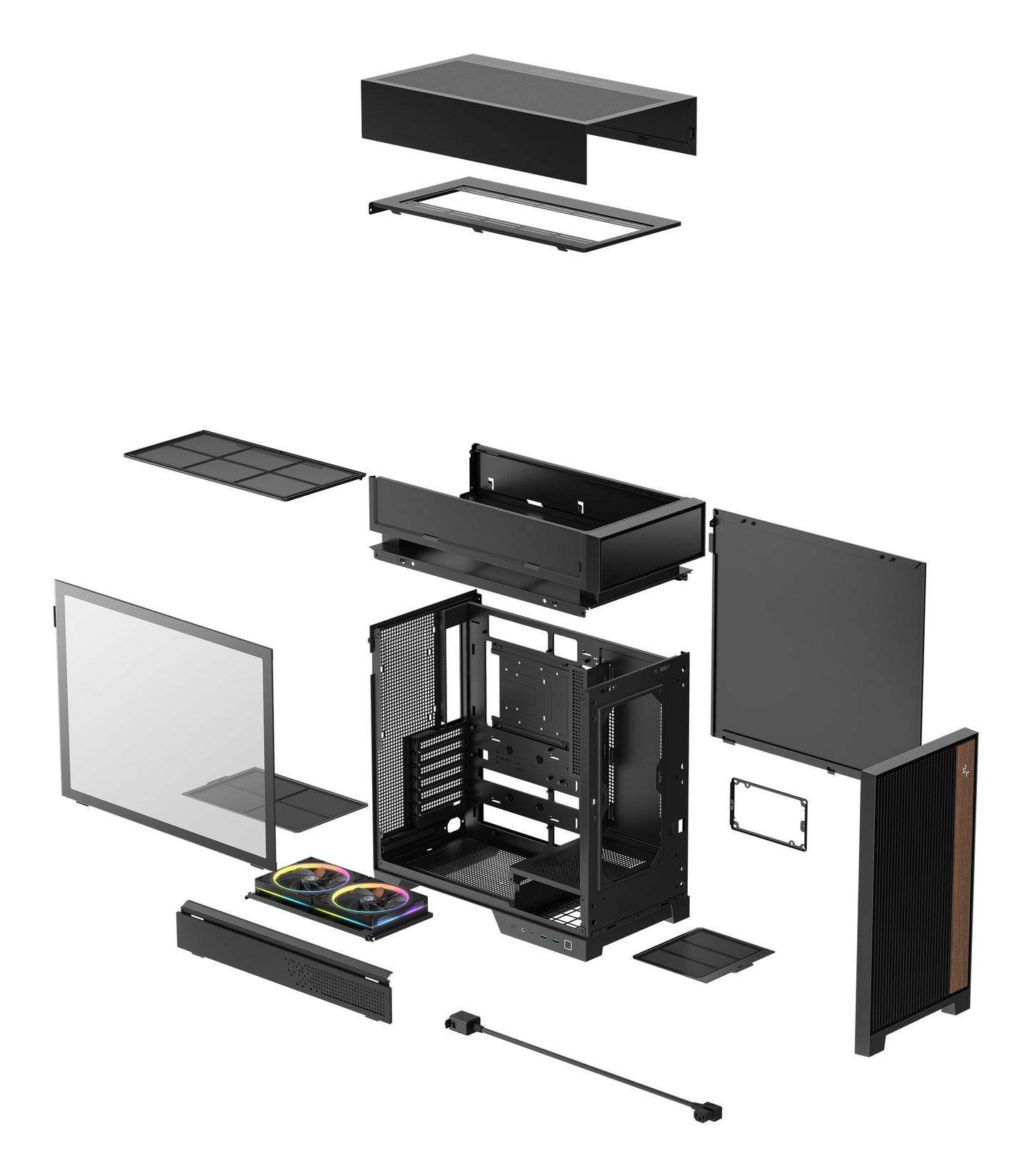 Deepcool CL660 schwarz/holz Tempered Glass - ATX - Gehäuse