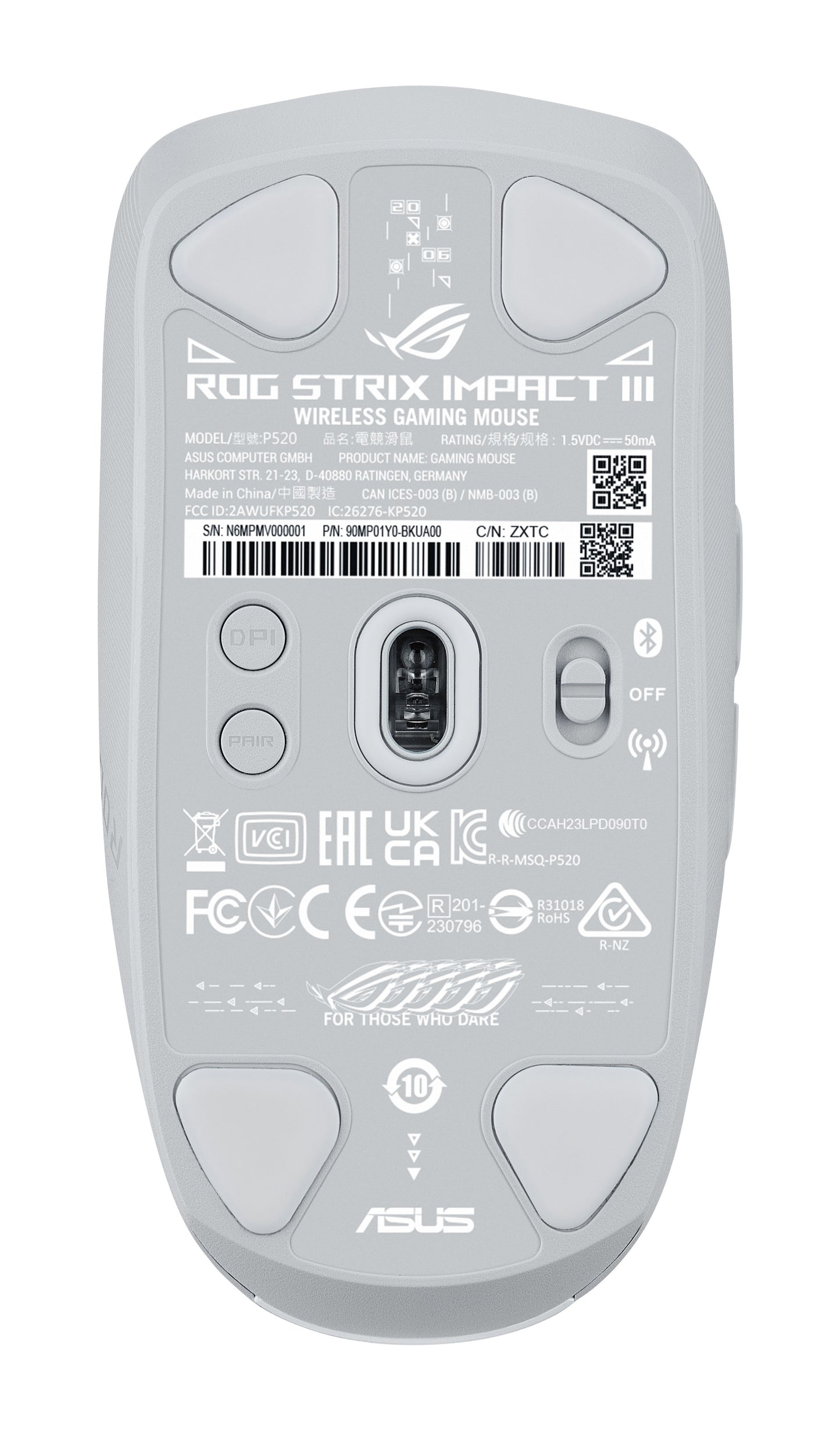 ASUS Rog Strix Impact Iii Wireless weiß - Optisch - Maus