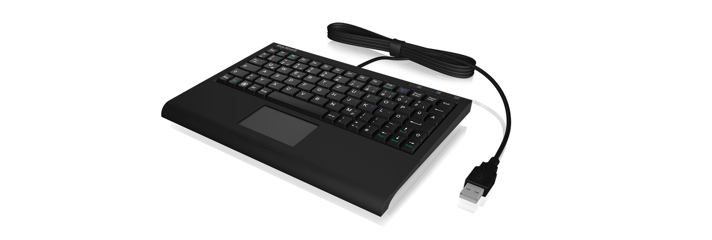 KeySonic ACK - 3410 (DE) Super - Mini Tastatur - Smart - Touchpad - USB - schwarz - Mini - Kabelgebunden - USB - Membran Key Switch - QWERTZ - Schwarz - Tastatur