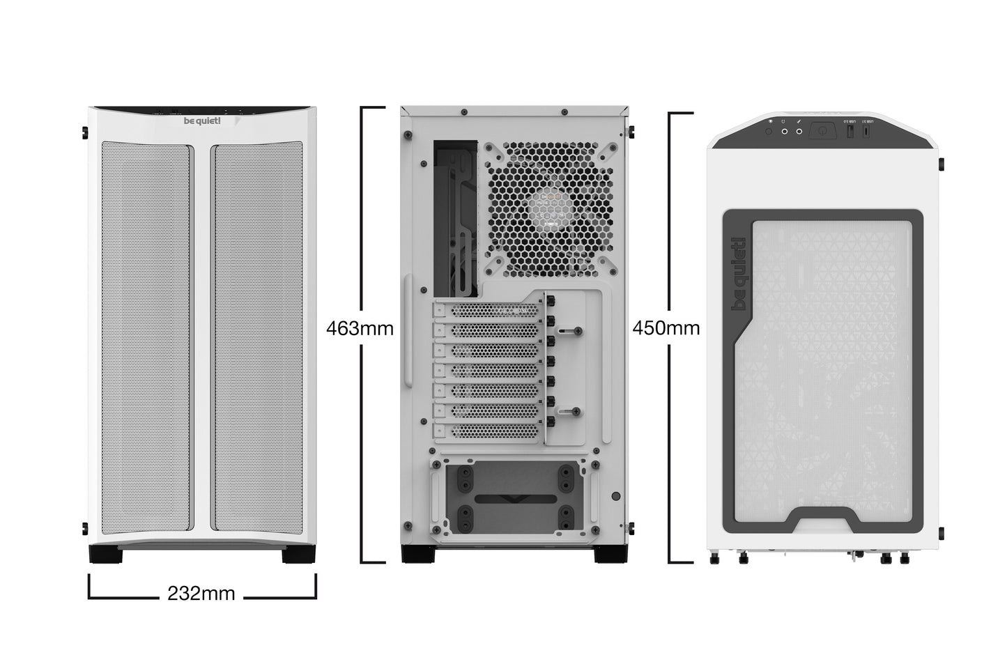 Be Quiet! Pure Base 500DX - Midi Tower - PC - Weiß - ATX - micro ATX - Mini - ATX - Acrylnitril - Butadien - Styrol (ABS) - Stahl - Gehärtetes Glas - Blau - Grün - Rot - Gehäuse