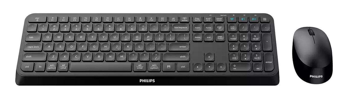 Philips 4000 series SPT6407B/26 - Volle Größe (100%) - Kabellos - RF Wireless + Bluetooth - QWERTZ - Schwarz - Maus enthalten - Tastatur