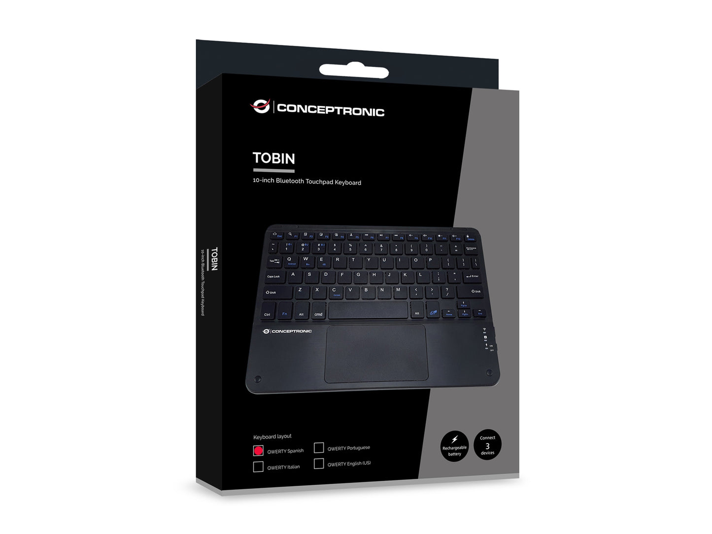Conceptronic Wireless Tastatur Layout spanisch 10" schwarz - QWERTY - Tastatur
