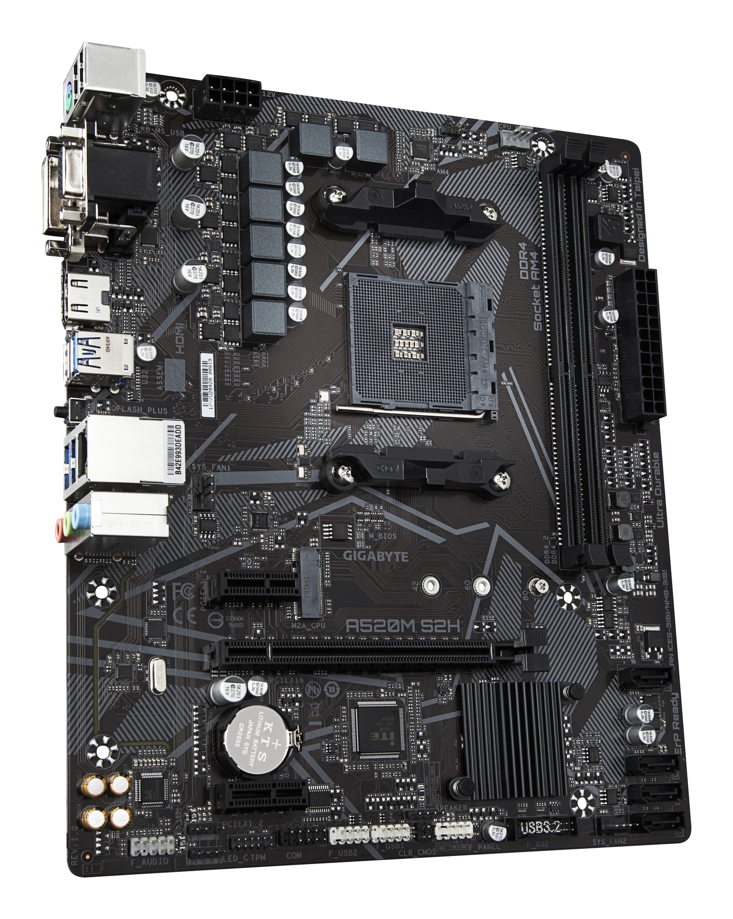 Gigabyte A520M S2H Mainboard - Unterstützt AMD Ryzen 5000 Serie AM4 CPUs - 4+3 Phasen reines digitales VRM - bis zu 5100MHz DDR4 (OC) - PCIe 3.0 x4 M.2 - GbE LAN - USB 3.2 Gen 1 - AMD - Sockel AM4 - AMD Ryzen 3000 Series - Sockel AM4 - 64 GB - Mainboard