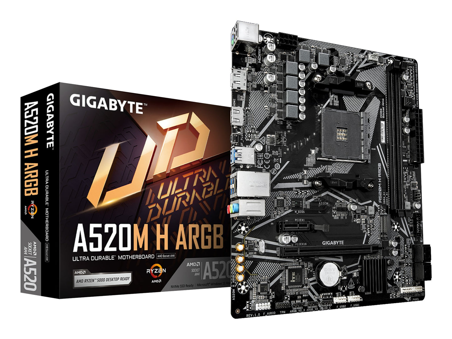 Gigabyte A520M H ARGB Mainboard? Unterstützt AMD Ryzen 5000 Prozessoren bis zu... - AMD Sockel AM4 (Ryzen) - Mainboard