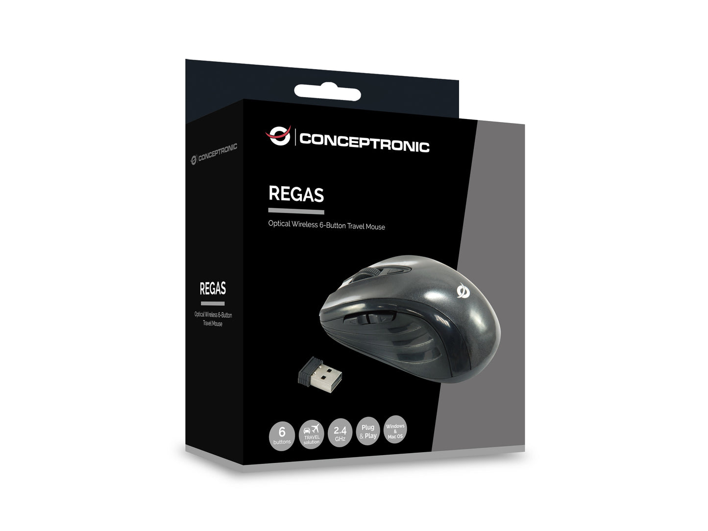 Conceptronic Mouse 5 Button Wireless TRV Diese drahtlose optische Reisemaus mit fünf Tasten nutzt - 1.600 dpi - Maus
