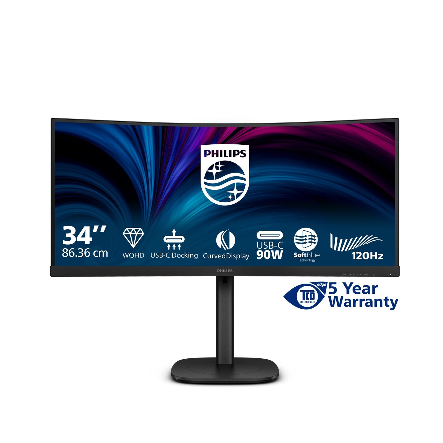 Philips 34" 34B2U3600C Curved/UWQHD/DP/HDMI/USB - C/RJ45 - 86,4 cm - Monitor