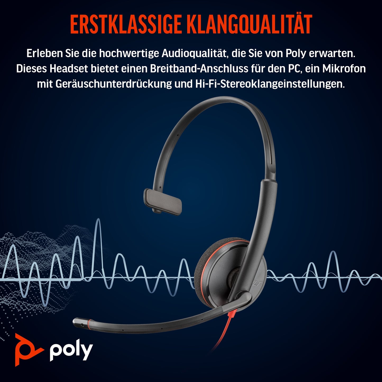 Poly HP Poly Blackwire 3210 Monaurales USB - C + USB - C/A - Adapter - Kabelgebunden - Büro/Callcenter - 64 g - Kopfhörer - Schwarz - Headset