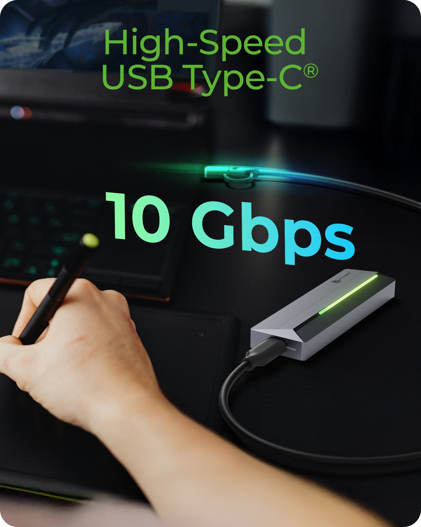 ICY BOX Gehäuse extern M.2 NVMe Ssd RGB 10Gbps USB3.2 Gen2 Type - C Host - Usb 3 - USB 3.0 - Gehäuse