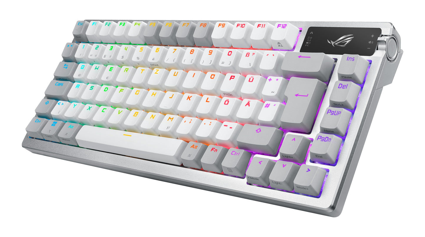 ASUS ROG Azoth White - Verkabelt & Kabellos - USB + RF Wireless + Bluetooth - Mechanischer Switch - QWERTZ - RGB - LED - Weiß - Tastatur