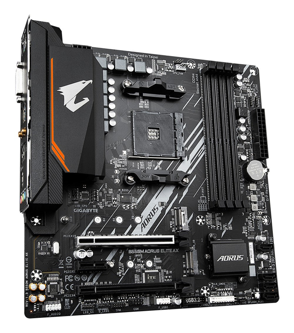 Gigabyte B550M AORUS ELITE AX AM4 Mainboard Sockel (PC) AMD® AM4 Formfaktor (Details) Micro - ATX Mainboard - Chipsatz AMD® - AMD Sockel AM4 (Ryzen) - Mainboard