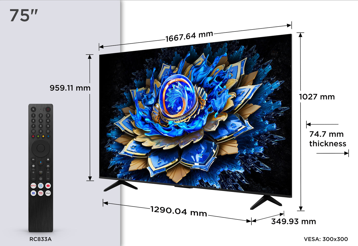 TCL T69C 75T69C TV 75" 4K Ultra HD Smart Wi - Fi Metallic 350 - 190,5 cm - Monitor