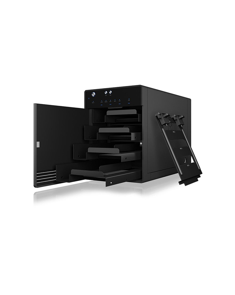 ICY BOX IB - 3740 - C31 - Externes 4 - fach Single Mode System für 3,5" SATA I/II/III Festplatten - USB 3.1 Gen2 - Type - C Host - HDD / SSD - 2.5/3.5" - SATA - Serial ATA II - Serial ATA III - 10 Gbit/s - USB Anschluss - Schwarz - Gehäuse