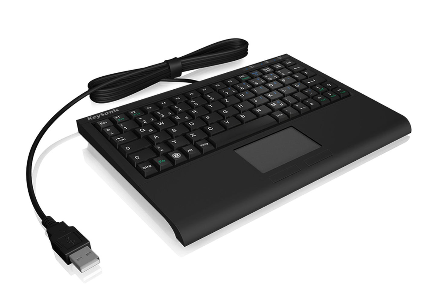 KeySonic ACK - 3410 (US) Super - Mini Tastatur - Smart - Touchpad - USB - schwarz - Mini - Kabelgebunden - USB - Membran Key Switch - Schwarz - Tastatur