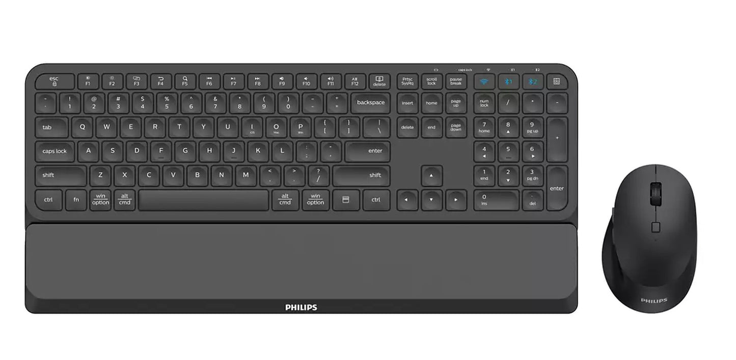 Philips 6000 series SPT6607B/26 - Volle Größe (100%) - Kabellos - RF Wireless + Bluetooth - QWERTZ - Schwarz - Maus enthalten - Tastatur