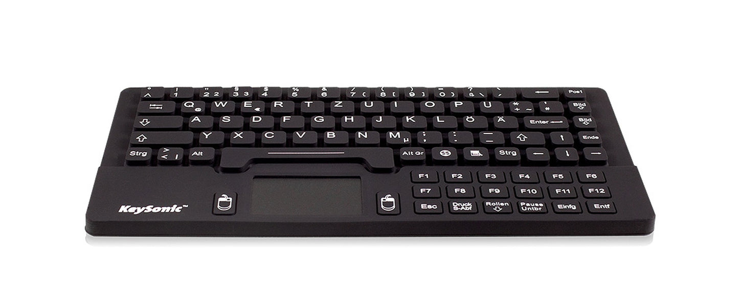 KeySonic KSK - 5031IN (UK) Industrie Tastatur - USB - Touchpad +2 Maustasten - schwarz - wasserdicht IP68 - Mini - Kabelgebunden - USB - Mechanischer Switch - QWERTY - Schwarz - Tastatur