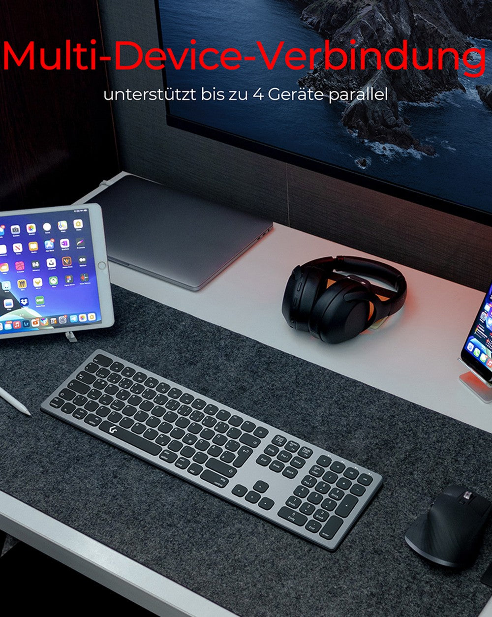 KeySonic KSK - 8023BTRF - volle Größe - Tastatur