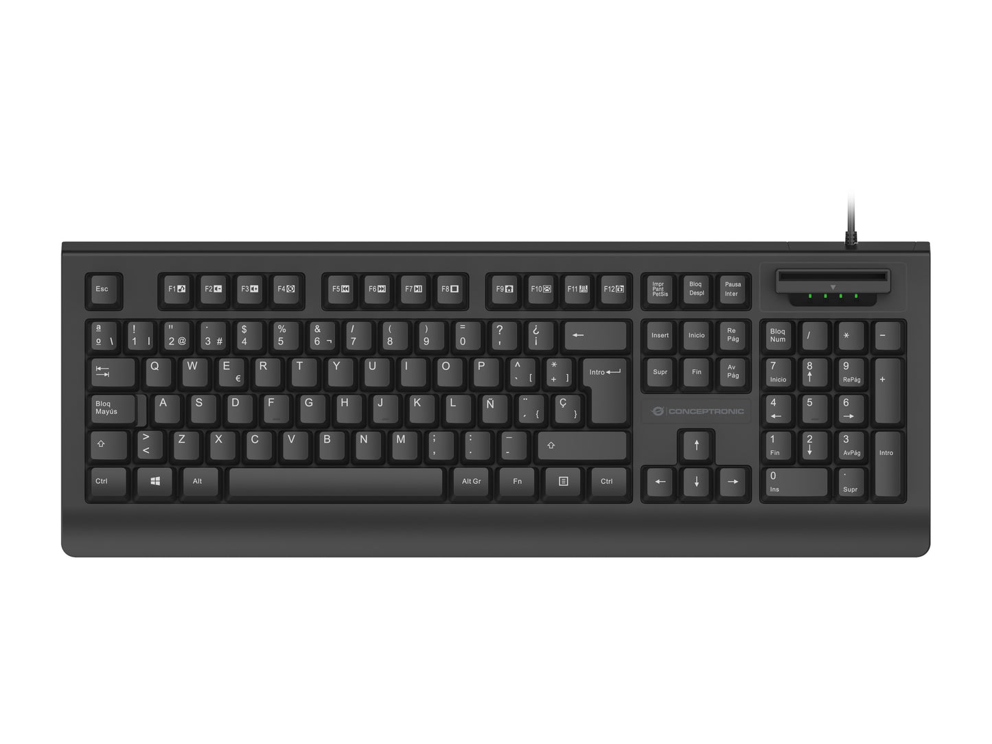Conceptronic USB Tastatur+Smart ID - Kartenleser Layout IT sw - QWERTY - Tastatur