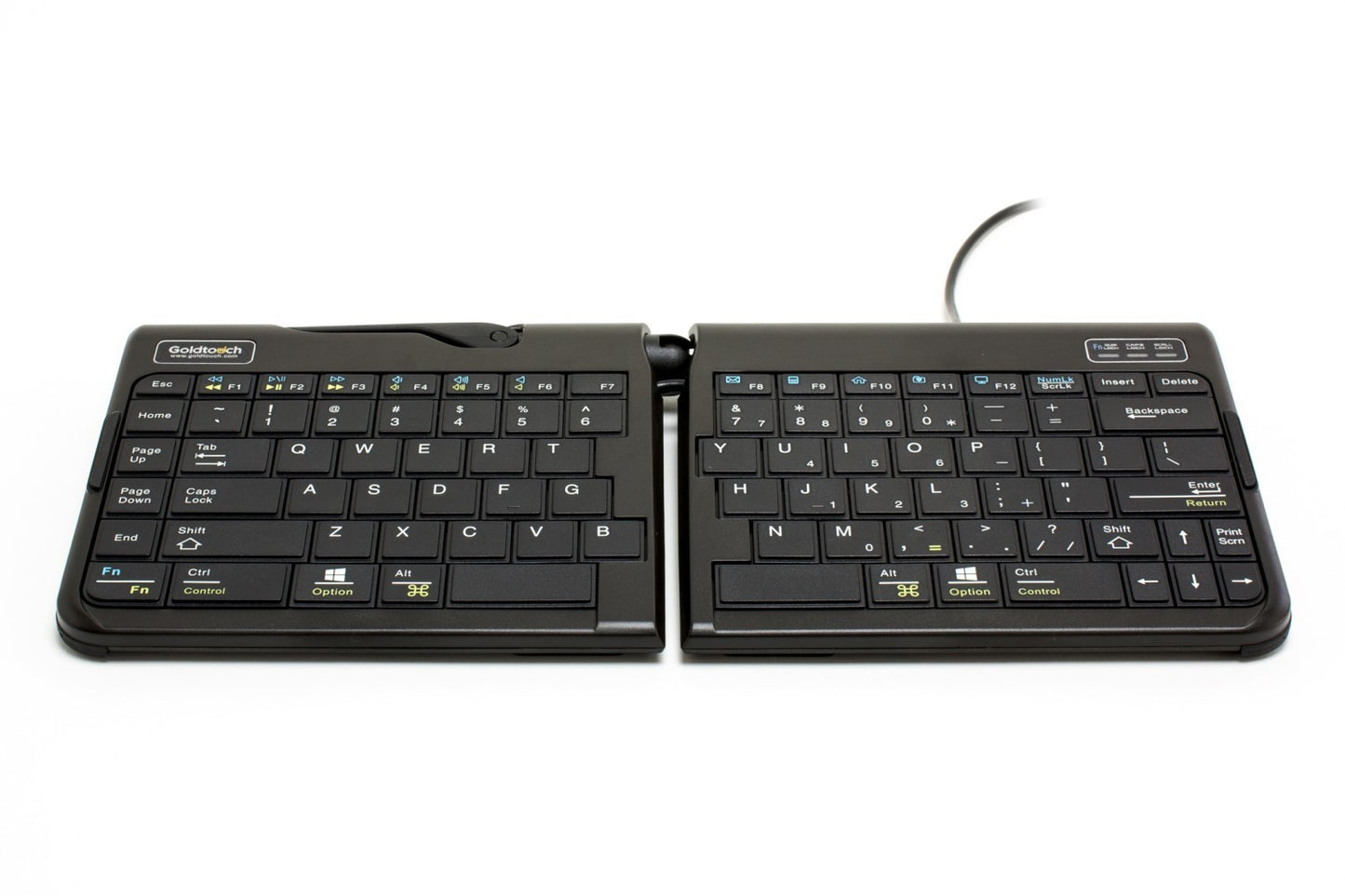 Bakker Goldtouch Travel Go2 Wired - Mini - Kabelgebunden - USB - Scherenschalter - QWERTZ - Schwarz - Tastatur