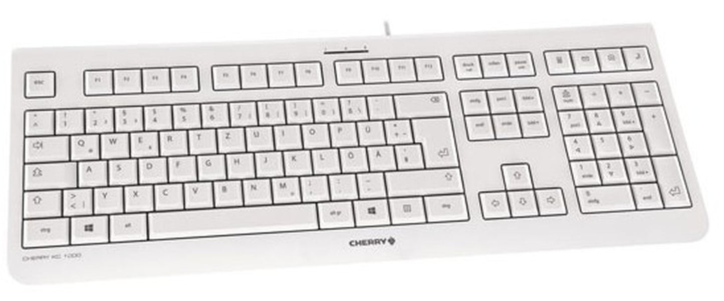 Cherry KC 1000 - Laser - 4 Tasten QWERTZ - Grau, Weiß - Tastatur