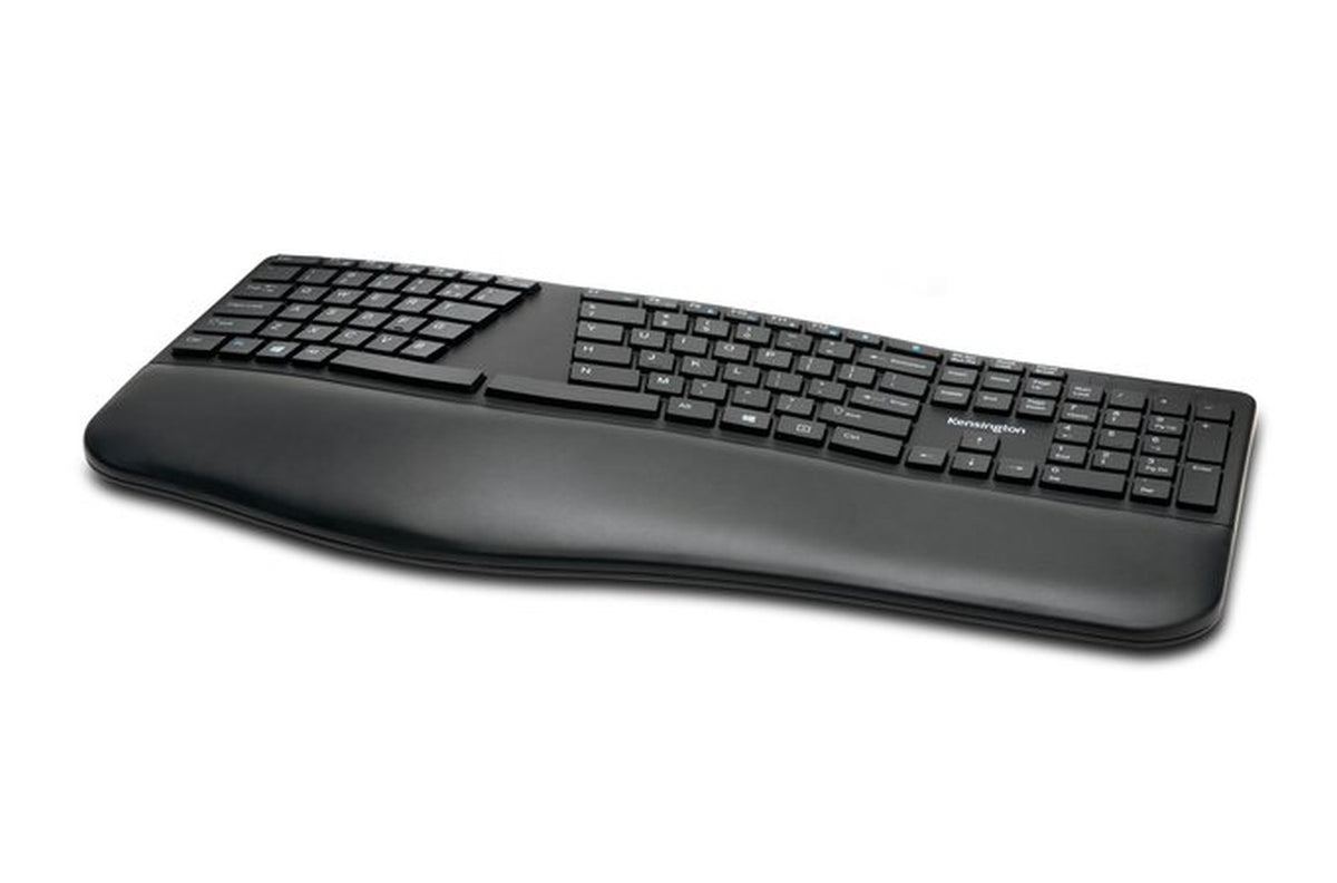 Kensington ProFit Ergo Wrlss - Volle Größe (100%) - Verkabelt & Kabellos - RF kabellos + USB - AZERTY - Schwarz - Tastatur