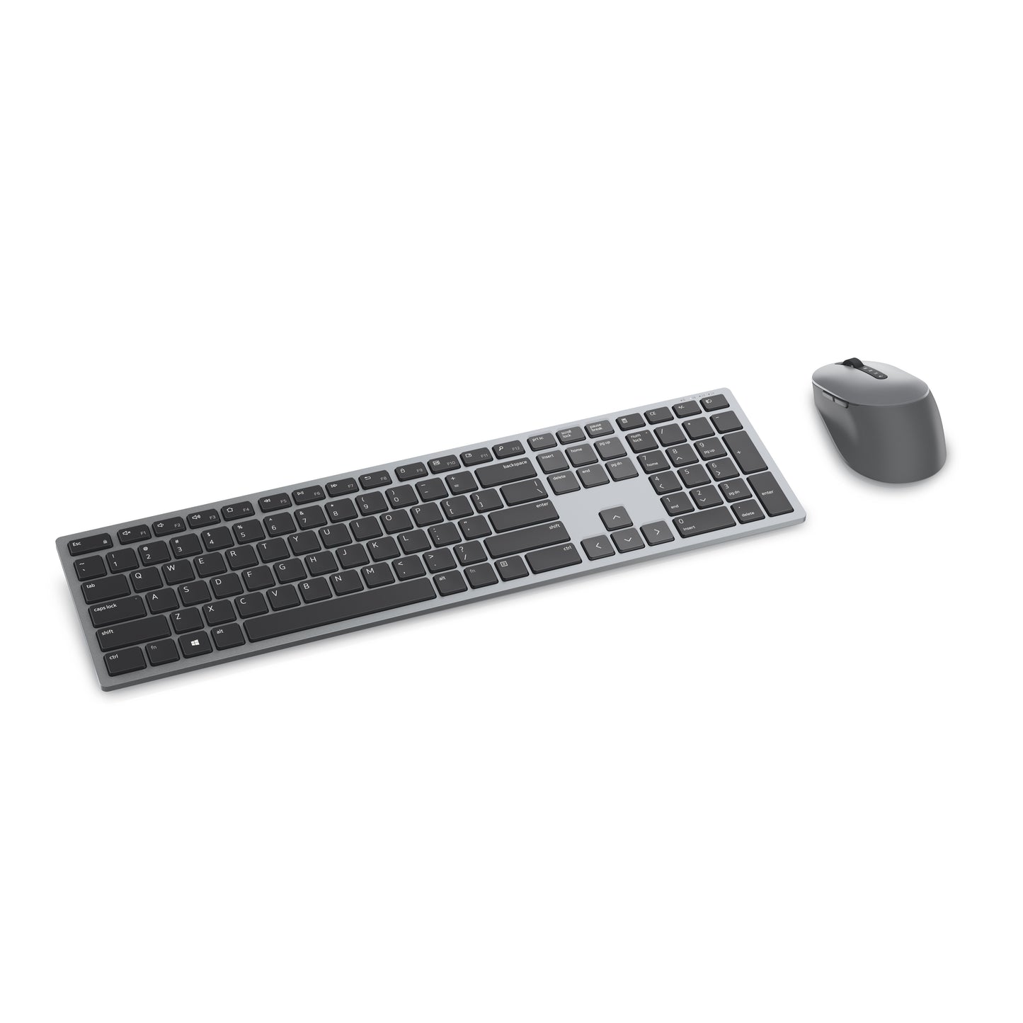 Dell Pro Plus und - Maus – KM7321W - US international (QWERTY) - Volle Größe (100%) - Kabellos - RF Wireless + Bluetooth - QWERTY - Grau - Titan - Maus enthalten - Tastatur